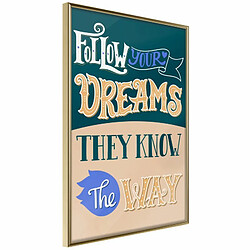 Paris Prix Affiche Murale Encadrée Dreams Know the Way 20 x 30 cm Or