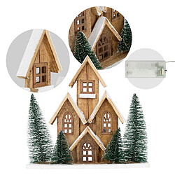 Ecd Germany Maison de Noël LED décoration d'hiver en bois lumière blanc chaud sans piles pas cher