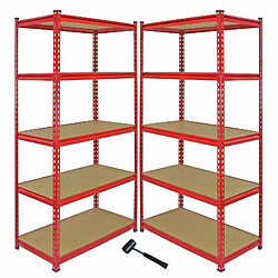 Monstershop Monster Racking 1 Rayonnage d'Angle Z-Rax Rouge & 2 Rayonnages Z-Rax Rouges en Acier Sans Boulons 90cm x 45cm x 183cm