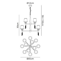 Luminaire Center Suspension Tiffany 2 Tier 12+12 Ampoules E14+G9, laiton antique avec Abat jour bronzes & cristal transaparent