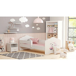 HT MEUBLES Lit enfant fille FIONA avec balustrade et matelas