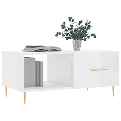 Avis Maison Chic Table basse,Table Console Table d'appoint, Table pour salon Blanc brillant 90x50x40 cm Bois d'ingénierie -MN78300