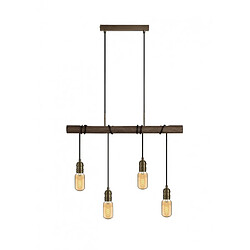 Luminaire Center Suspension 4 ampoules Laiton antique,Chêne