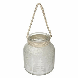 Lanterne Déco Motif Enneigé Cocon 16cm Blanc