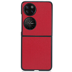 Coque en TPU + PU texture litchi rouge pour votre Huawei P50 Pocket