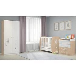 POLINI KIDS AMIS ZEN Lit NEVA 120*60 avec tiroir blanc/naturel pas cher