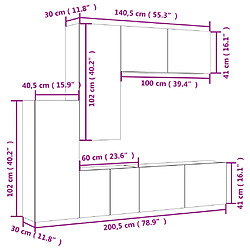 vidaXL Unités murales TV 5 pcs gris béton bois d'ingénierie pas cher