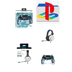 Under Control Pack Manette PS4 Manette Bluetooth BLEU CAMOUFLAGE 3.5 JACK + Casque Gamer BLANC PS4-PS5 PLAYSTATION