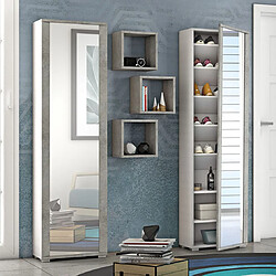 Kiamami Valentina ARMOIRE HAUTE H 182CM BÉTON GRIS AVEC MIROIR