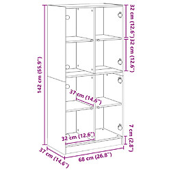 vidaXL Buffet haut avec portes noir 68x37x142 cm bois d'ingénierie pas cher