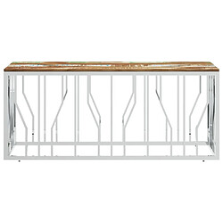 Avis Maison Chic Tabls basse,Table Console pour salon argenté acier inoxydable/bois massif récupération -MN49296