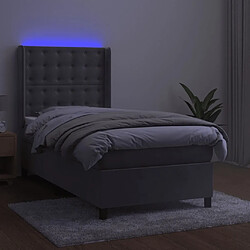 Avis Maison Chic Lit adulte- Lit + matelas + LED,Sommier à lattes de lit matelas LED Gris clair 90x200cm Velours -GKD75390