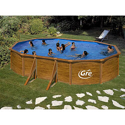 Piscine acier aspect bois Gré Pacific ovale 6,34 x 3,99 x 1,22 m - Gré