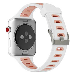 Avizar Bracelet Apple Watch 42 et 44 mm Sport ajustable en Silicone - Blanc et Rose