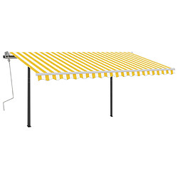 vidaXL Auvent manuel rétractable avec LED 4x3,5 m Jaune et blanc