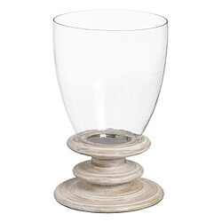 BigBuy Home Bougeoir Blanc Bois Verre 28 x 28 x 43 cm