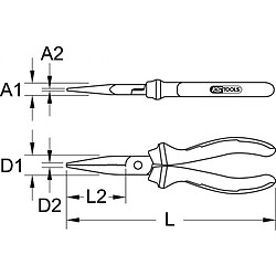 KS TOOLS 115.1316 Pince à bec plat standard, 165 mm