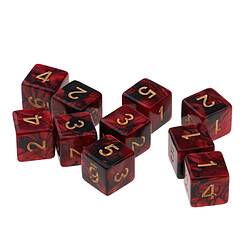 10x Dés De Jeu à 6 Faces Dés De 16 Mm Pour Jeux De Société / Enseignement Des Mathématiques Rouge + Noir