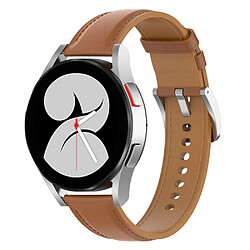 Bracelet en cuir véritable marron clair pour votre Samsung Galaxy Watch4 40mm/44mm/Galaxy Watch3 41mm/Galaxy Watch Active2 40mm/44mm/Huawei/Garmin Smart Watch 20mm