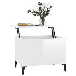 ComfortXL Table Basse Blanc Brillant 60x44,5x45 Cm Bois D'ingénierie pas cher