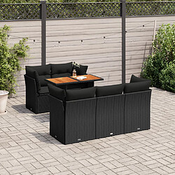 vidaXL Salon de jardin 6 pcs avec coussins noir résine tressée