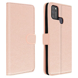 Avizar Étui pour Samsung M21 / M31 / M30s Clapet Portefeuille Support Vidéo Rose Gold