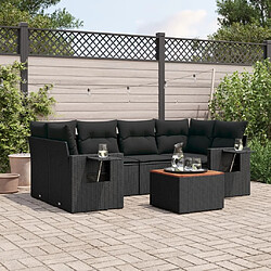 Maison Chic Salon de jardin 7 pcs avec coussins | Ensemble de Table et chaises | Mobilier d'Extérieur noir résine tressée -GKD25450