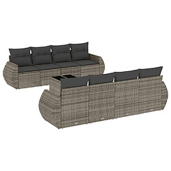 Maison Chic Salon de jardin 9 pcs avec coussins | Ensemble de Table et chaises | Mobilier d'Extérieur gris résine tressée -GKD19323