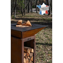 Avis GRILL CHIC Braséro barbecue Le Cévenol 74x74x90 cm avec range-bois en acier corten