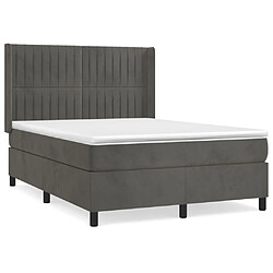 vidaXL Sommier à lattes de lit et matelas Gris foncé 140x190cm Velours