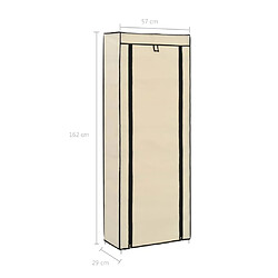 vidaXL Armoire à chaussures avec housse Crème 57x29x162 cm Tissu pas cher