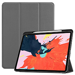 Etui en PU flip à trois volets avec fente pour stylo gris pour votre Apple iPad Pro 12.9-inch (2018)