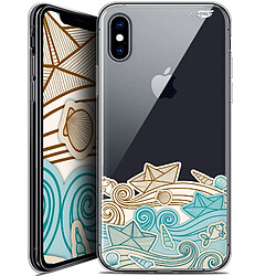 Caseink Coque arrière Apple iPhone Xs / X (5.8 ) Crystal Gel HD [ Nouvelle Collection - Souple - Antichoc - Imprimé en France] Bateau de Papier