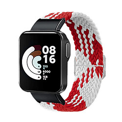 Bracelet en nylon tressé, élastique, rouge/blanc pour votre Xiaomi Redmi Watch