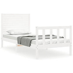 Maison Chic Cadre/structure de lit avec tête de lit pour adulte - Lit Moderne Chambre blanc petit simple bois massif -MN58523