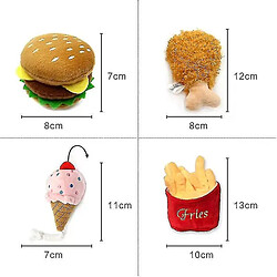 Avis Universal 4 / PC Set Hamburger en peluche de chien doux Frises Frries Frises Forme Toy Toy résistant aux morsures pour les jouets pour animaux de compagnie