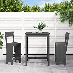 Maison Chic Table de bar et chaises d'extérieur 3 pcs,Ensemble de bar de jardin pour relax gris bois de pin massif -GKD327462