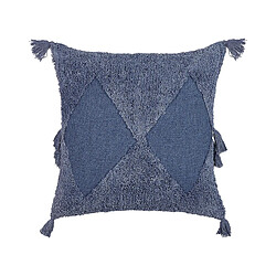 Beliani Coussin AVIUM Coton 45 x 45 cm Géométrique Touffeté Bleu