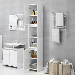 Avis Maison Chic Armoire de salle de bain,Meuble de rangement,Meuble haut Blanc brillant 30x30x183,5cm Aggloméré -GKD810474