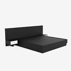 Acheter Llb Lit Double 160x190cm Relevable 2 Tables De Chevet Design Moderne Schwaz, Couleur: Noir