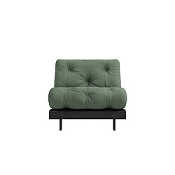 Avis Inside 75 Fauteuil convertible futon ROOTS pin laqué noir matelas 90 x 200 cm coloris vert olive