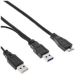 InLine® USB 3.0 Y-Cable 2x Type A mâle à Micro B mâle noir 1,5m