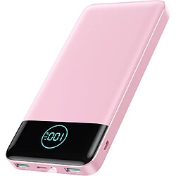 SANAG Batterie Externe 13800Mah, [Ultra Mince Mais Puissant] Power Bank Usb C 3A In & Out Chargeur Portable Avec Affichage Led Et Lampe De Poche Batterie Portable Pour Iphone Samsung Huawei - Rose Pâle