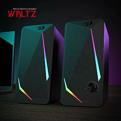 Redragon GS510 RGB Haut-parleurs PC 2x3W avec 4 Modes de rétroéclairage LED colorés, Alimentation USB et audio câble 3,5 mm