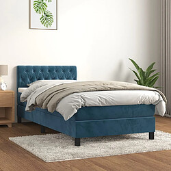 Maison Chic Lit Adulte - Lit simple Lit à sommier tapissier avec matelas moelleux - Meuble de Chambre - Bleu foncé 90x200 cm -MN96607