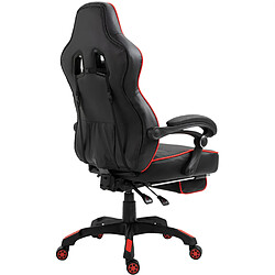 Acheter Decoshop26 Fauteuil de bureau chaise gaming repose-pieds télescopique accoudoirs coussins de renforcement en PVC noir / rouge 10_0002669