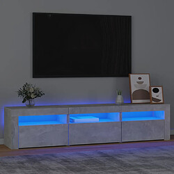 vidaXL Meuble TV avec lumières LED Gris béton 180x35x40 cm