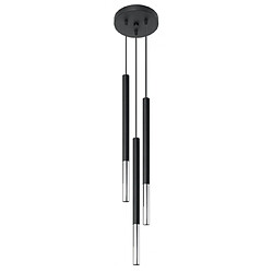 Luminaire Center Suspension Mozaica Acier Noir,chrom 3 ampoules 90cm