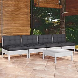 Maison Chic Salon de jardin 5 pcs + coussins - Mobilier/Meubles de jardin - Table et chaises d'extérieur anthracite bois de pin -MN98504