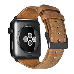 Wewoo Pour Apple Watch séries 5 et 4 40 mm / 3 et 2 et 1 38 mm huile bracelet en cuir véritable jaune brun